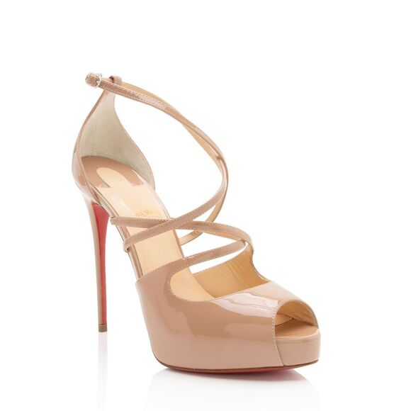 Christian Louboutin Shoes - Christian Louboutin Patent Leather Holly Alta Peep Toe Pumps - Size 6.5 / 36.5